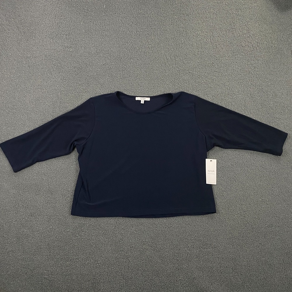 Sympli Go To Cropped T Shirt size 12 Top Navy Blue Stretch Jersey $185 NWT